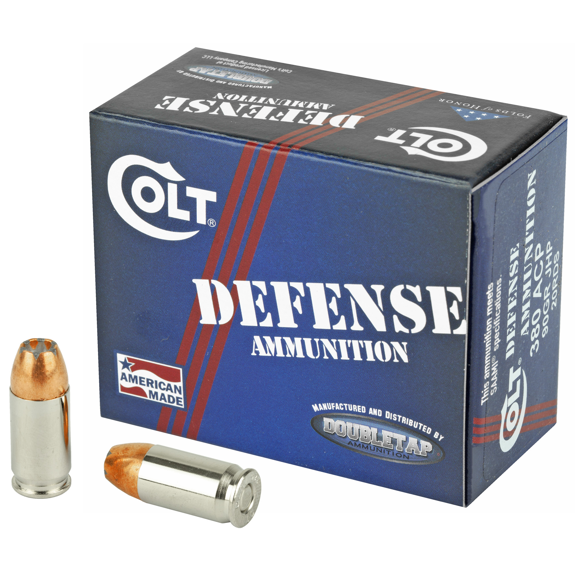 DoubleTap Colt Defense .380 ACP/Auto 90 Gr JHP Ammo 975 FPS bleTap Colt Defense .380 ACP/Auto 90 Gr JHP 975 FPS Ammo