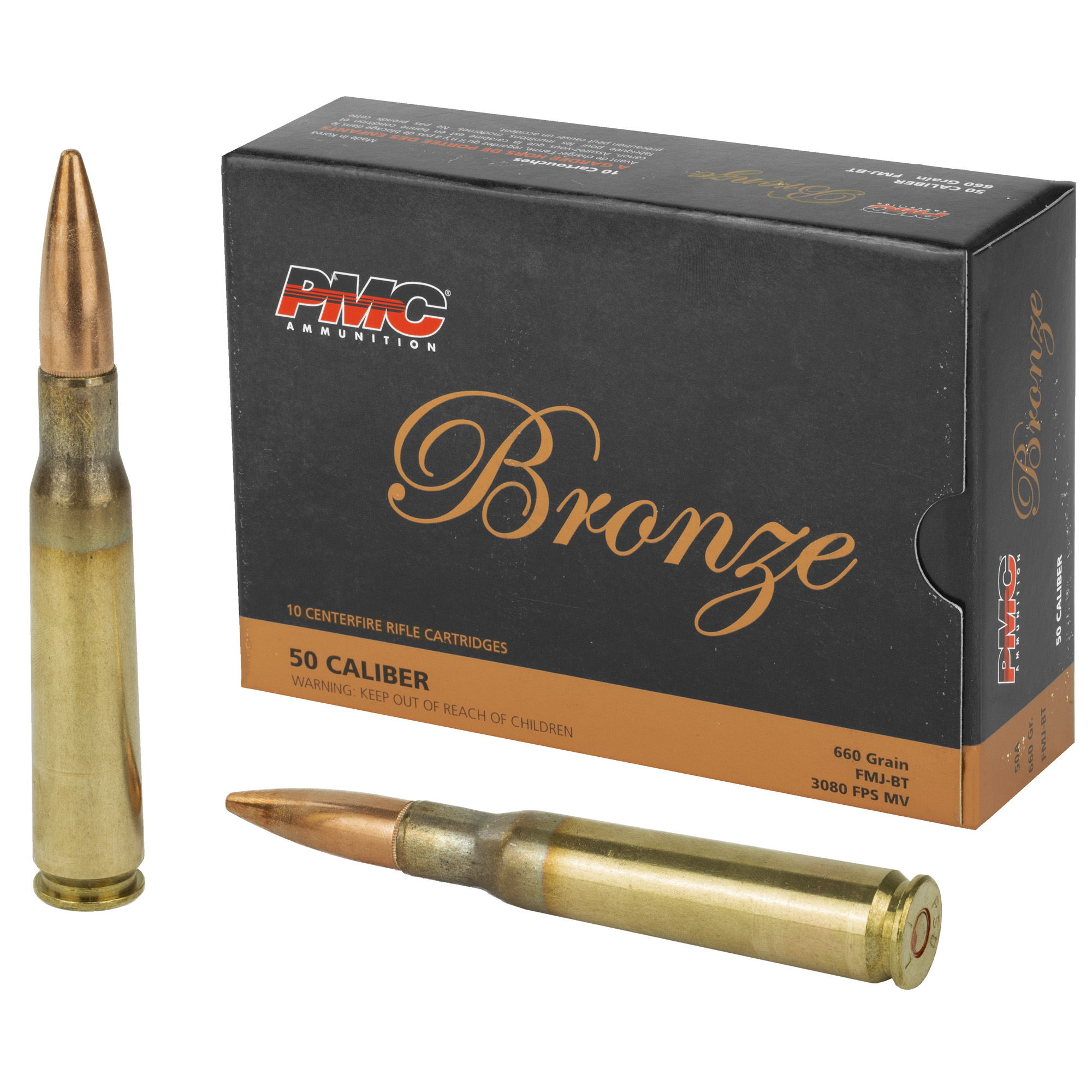 PMC 50A Bronze Full Metal Jacket Boat Tail 660 Grain  50 BMG 3080 fps