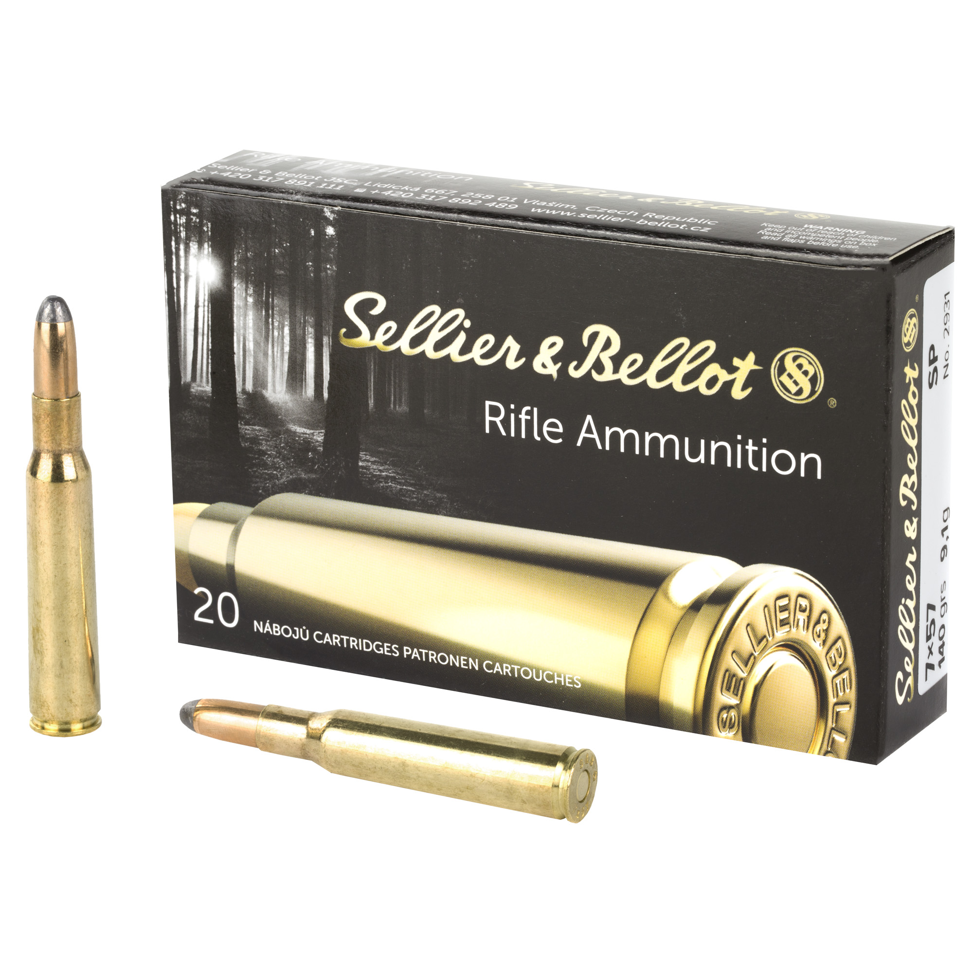 lier & Bellot (S&B) SB757B Soft Point 140 Grain 7x57mm Mauser 2651 Fps Ammo