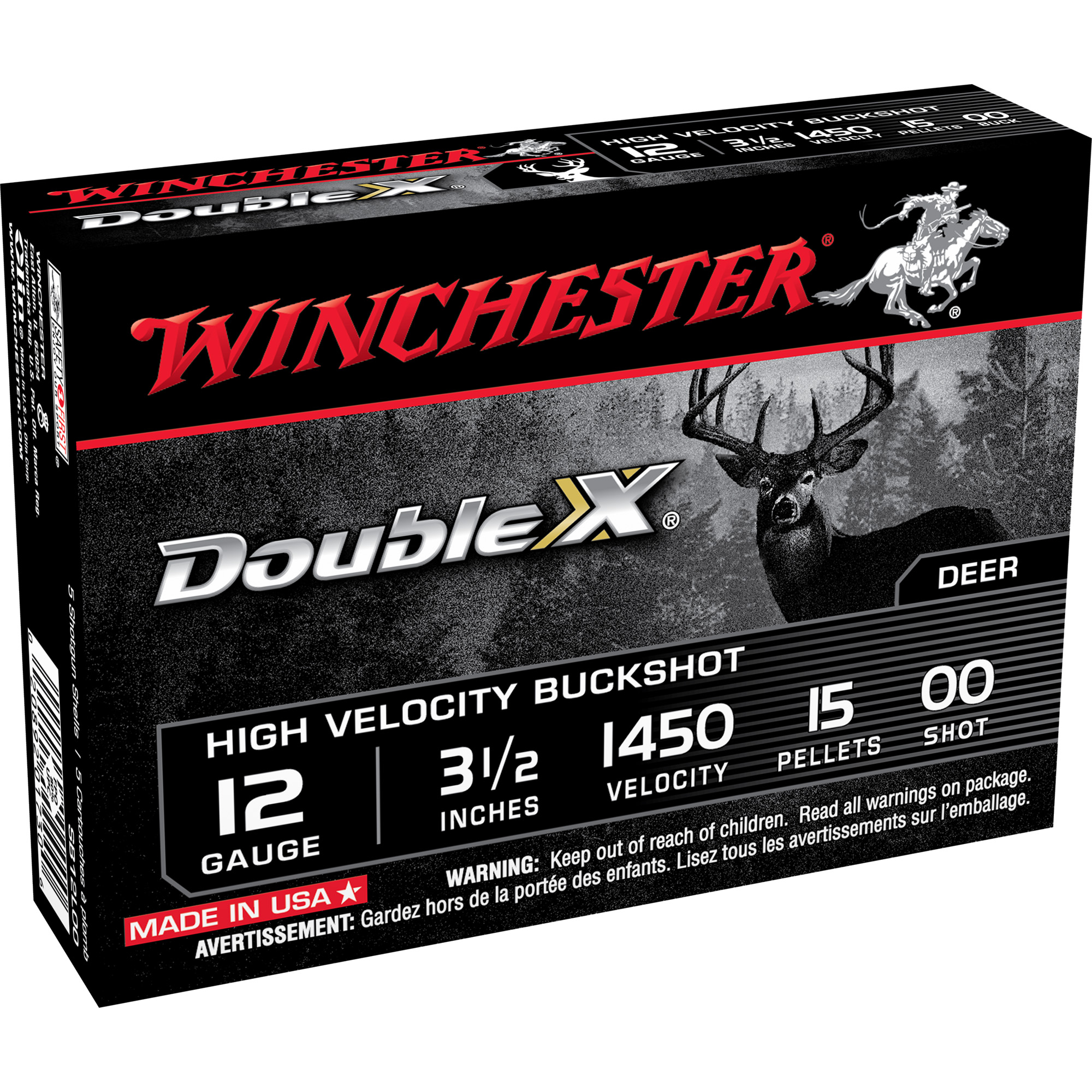 Winchester Ammunition Double X 12 Gauge 3.5 00 Buck Buckshot 15 Pellets 5 Round Box 250 Round Case SB12L00 chester Ammunition Double X 12 Gauge 3.5 00 Buck Buckshot 15 Pellets 5 Round Box 250 Round Case SB12L00 Ammo