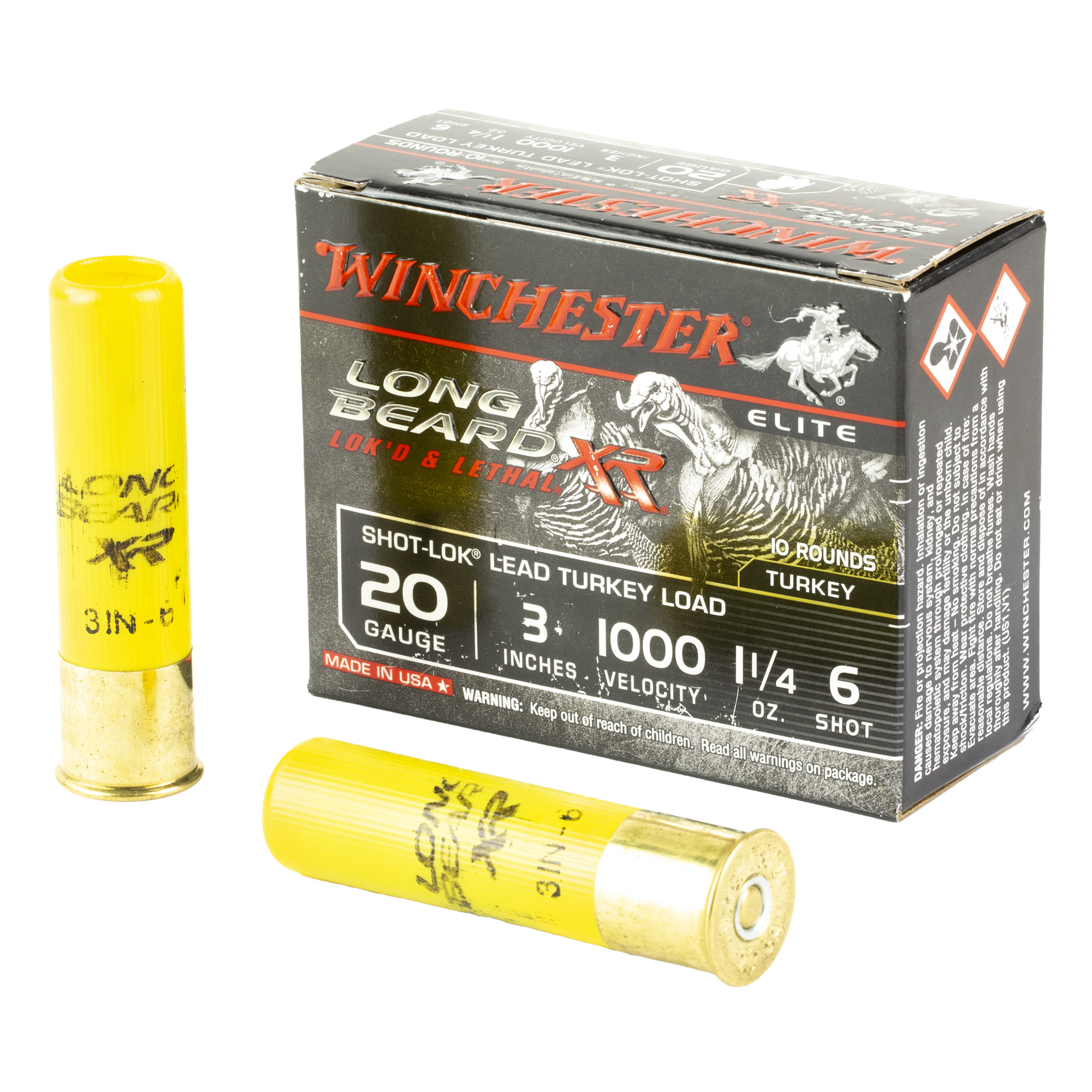 chester 20 Gauge STLB2036 Long Beard XR Shot-Lok 3 1-1/4oz 6 Shot Ammo